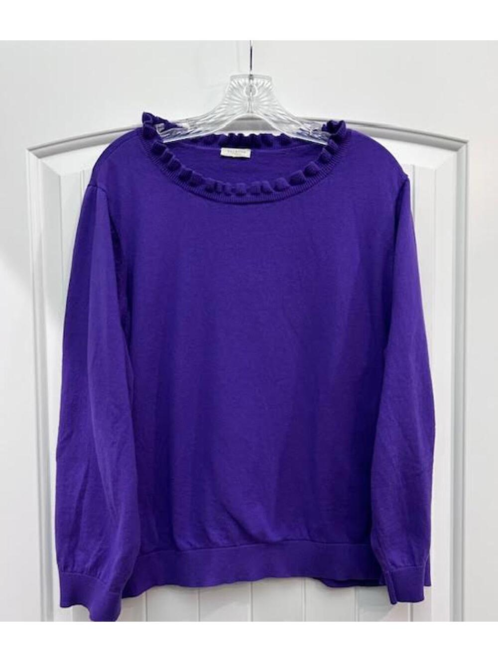 💜 Talbots Bold Purple Ruffle Neck Sweater — Size 2X